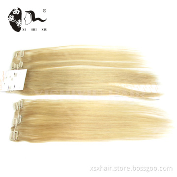 10-30inch raw Indian virgin human hair extension curly blonde clip in hair extensions